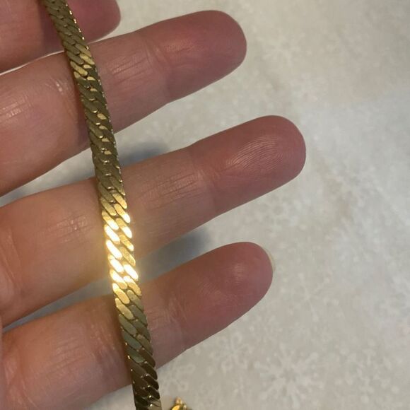 Vintage Gold Herringbone Chain Bracelet Korea 7.5” - Picture 11 of 13